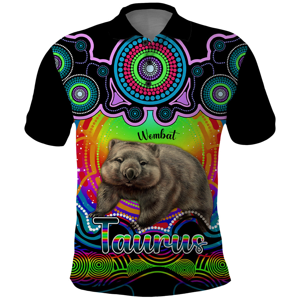 personalised-australia-taurus-wombat-zodiac-polo-shirt-auz-astrology-aboriginal-rainbow