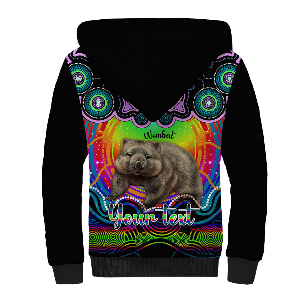 personalised-australia-taurus-wombat-zodiac-sherpa-hoodie-auz-astrology-aboriginal-rainbow