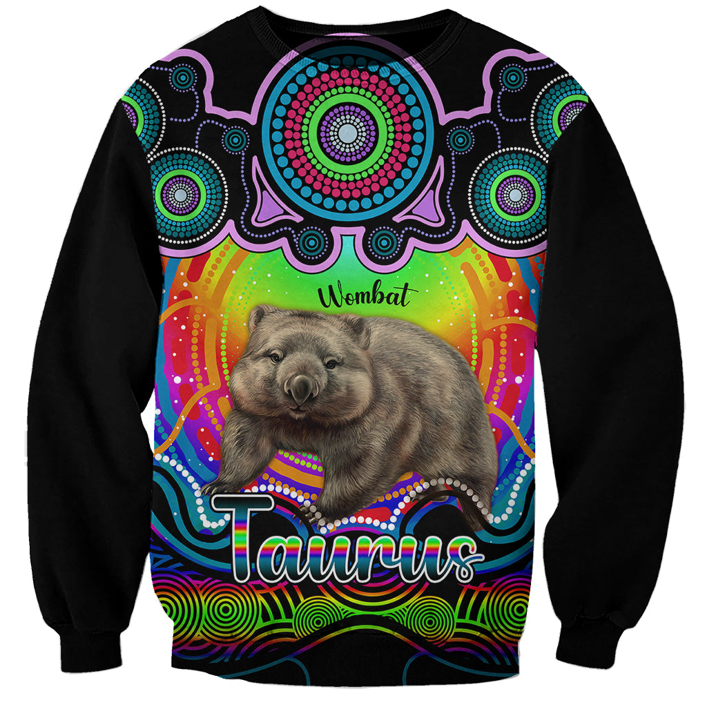 personalised-australia-taurus-wombat-zodiac-sweatshirt-auz-astrology-aboriginal-rainbow