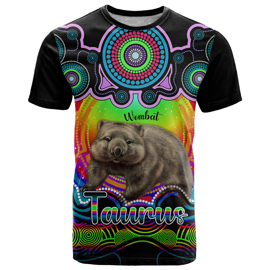 personalised-australia-taurus-wombat-zodiac-t-shirt-auz-astrology-aboriginal-rainbow