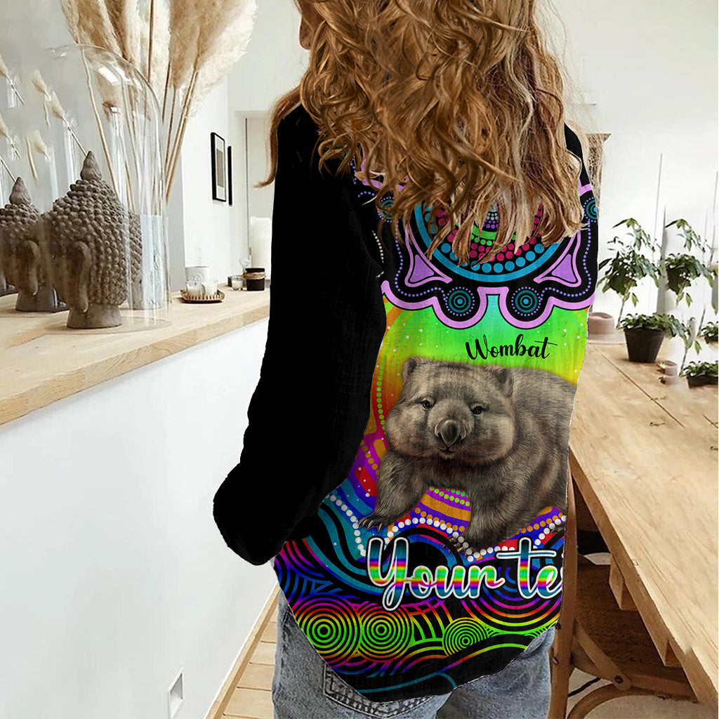 Personalised Australia Taurus Wombat Zodiac Women Casual Shirt Auz Astrology Aboriginal - Rainbow LT9