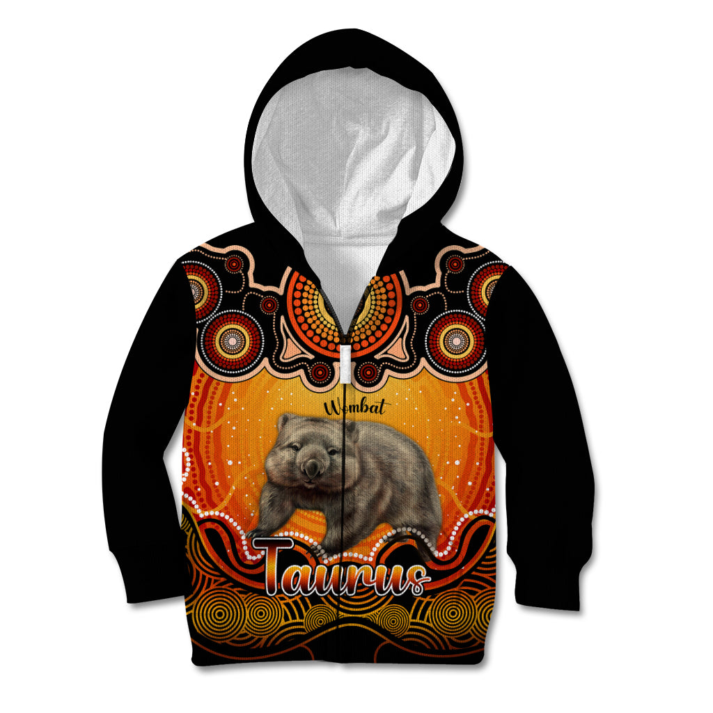 personalised-australia-taurus-wombat-zodiac-kid-hoodie-auz-astrology-aboriginal-red