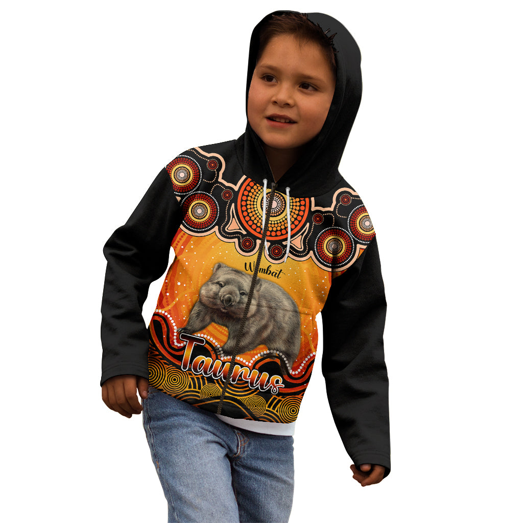 personalised-australia-taurus-wombat-zodiac-kid-hoodie-auz-astrology-aboriginal-red