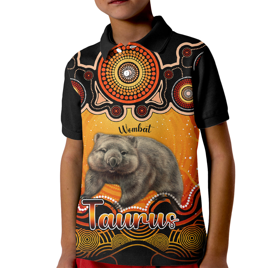 personalised-australia-taurus-wombat-zodiac-kid-polo-shirt-auz-astrology-aboriginal-red