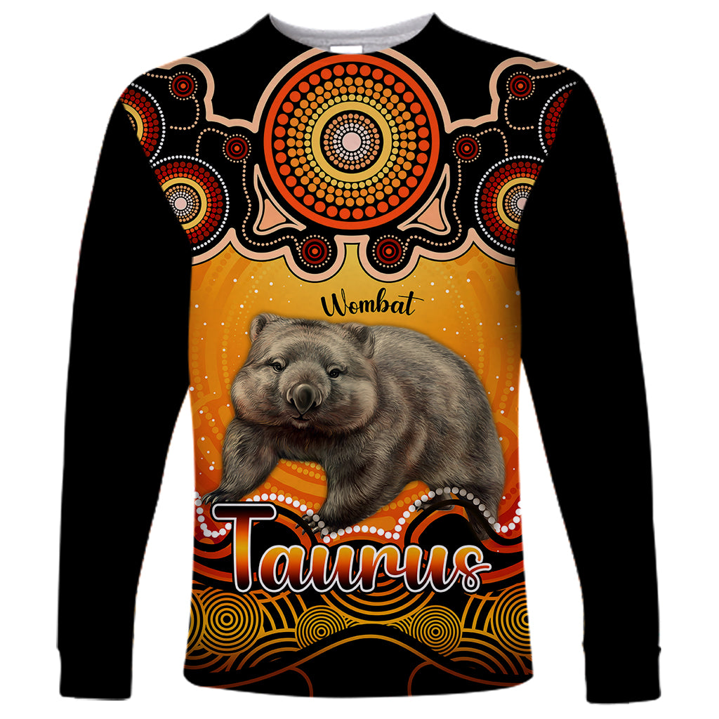 personalised-australia-taurus-wombat-zodiac-long-sleeve-shirt-auz-astrology-aboriginal-red