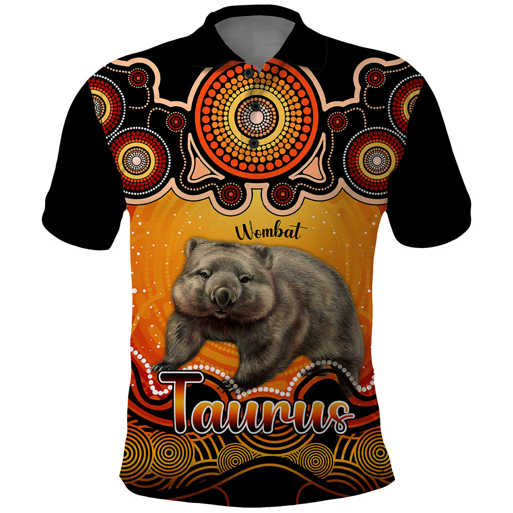 personalised-australia-taurus-wombat-zodiac-polo-shirt-auz-astrology-aboriginal-red