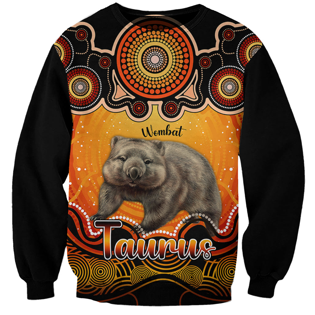 personalised-australia-taurus-wombat-zodiac-sweatshirt-auz-astrology-aboriginal-red