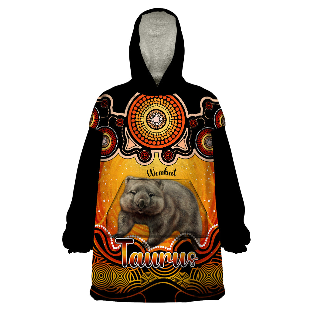 personalised-australia-taurus-wombat-zodiac-wearable-blanket-hoodie-auz-astrology-aboriginal-red