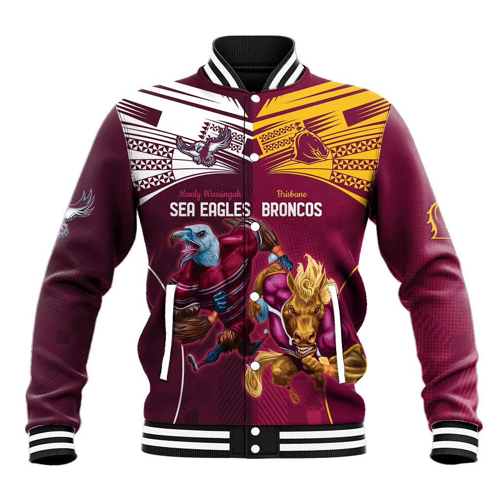 Custom Sea Eagles And Broncos Rugby Baseball Jacket Sporty Style