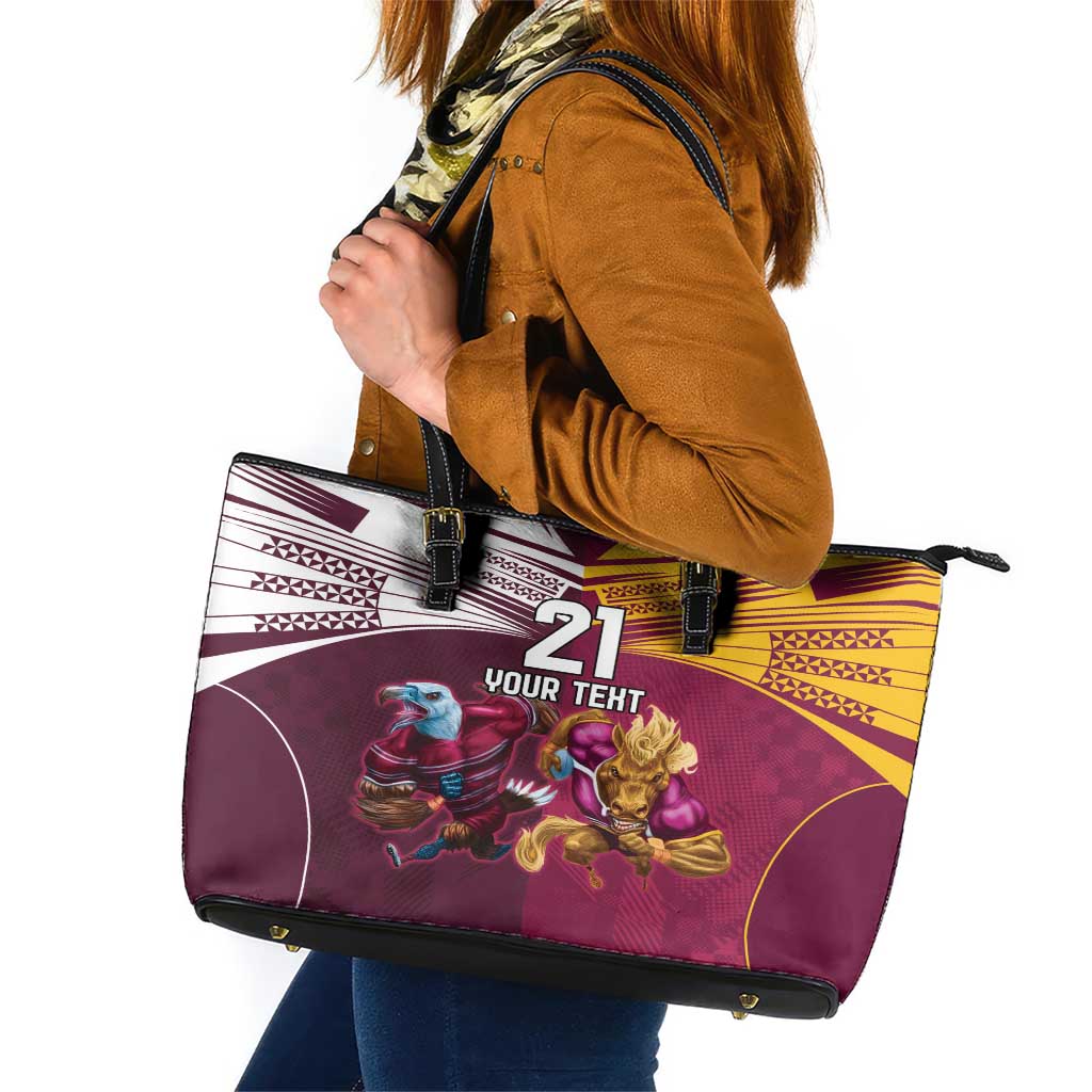 Custom Sea Eagles And Broncos Rugby Leather Tote Bag Sporty Style