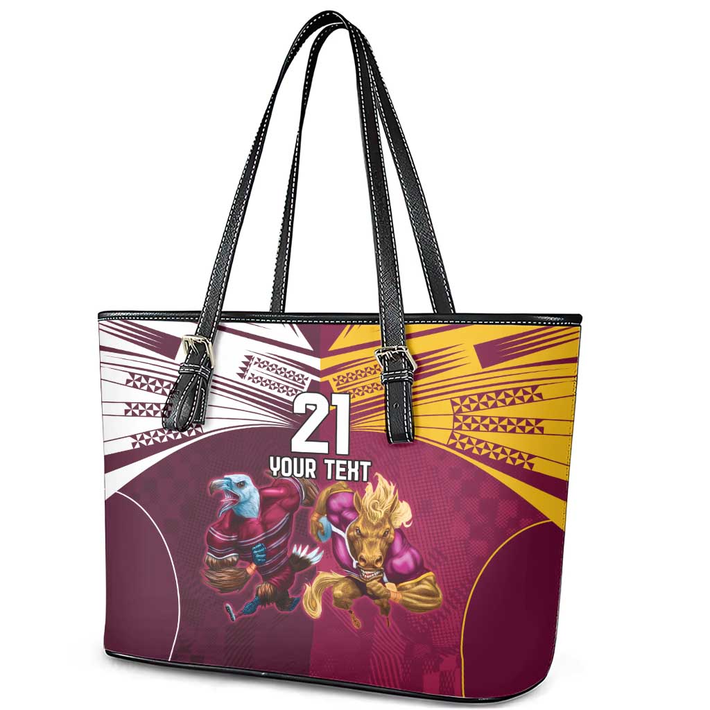 Custom Sea Eagles And Broncos Rugby Leather Tote Bag Sporty Style