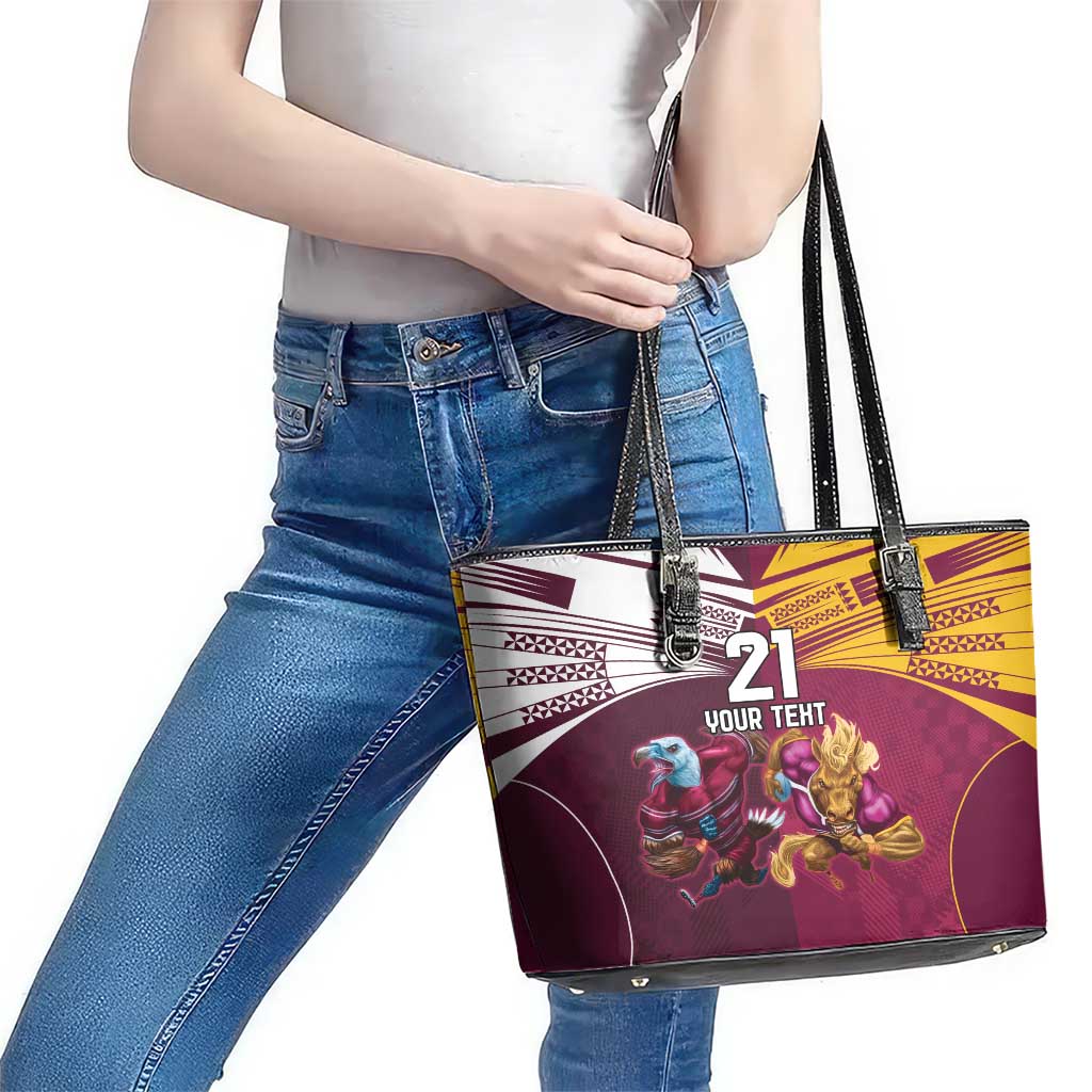 Custom Sea Eagles And Broncos Rugby Leather Tote Bag Sporty Style