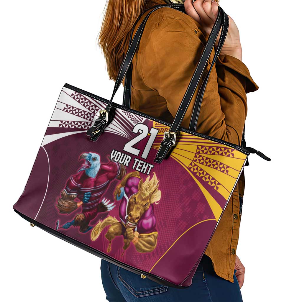 Custom Sea Eagles And Broncos Rugby Leather Tote Bag Sporty Style