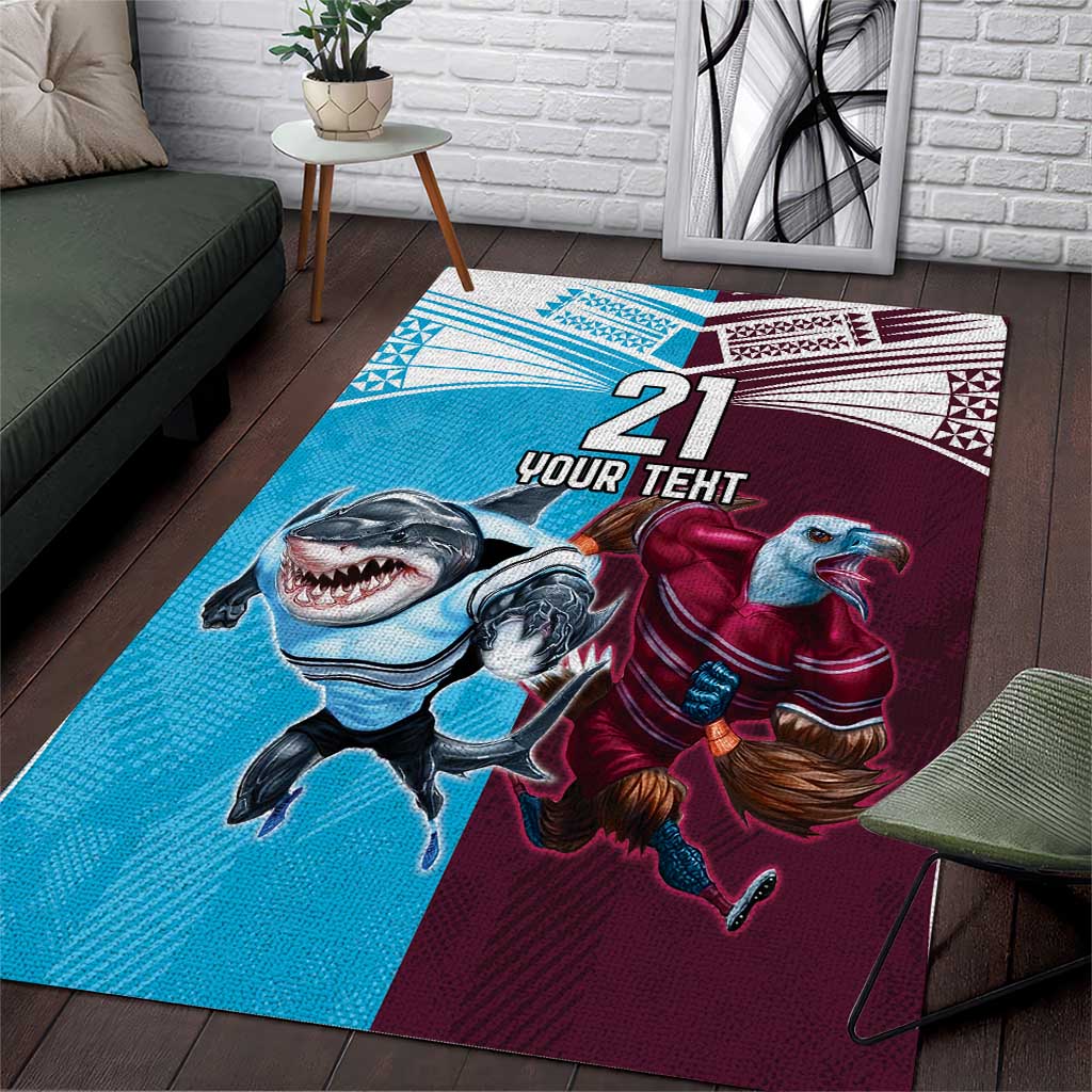 Custom Sea Eagles And Sharks Rugby Area Rug Sporty Style