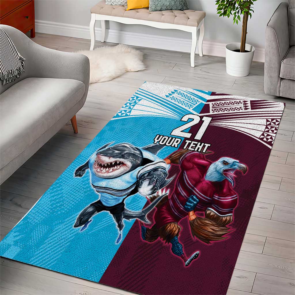 Custom Sea Eagles And Sharks Rugby Area Rug Sporty Style