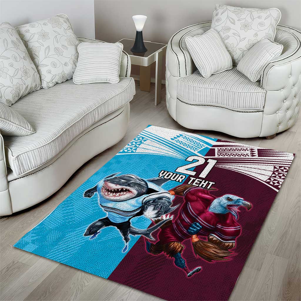 Custom Sea Eagles And Sharks Rugby Area Rug Sporty Style