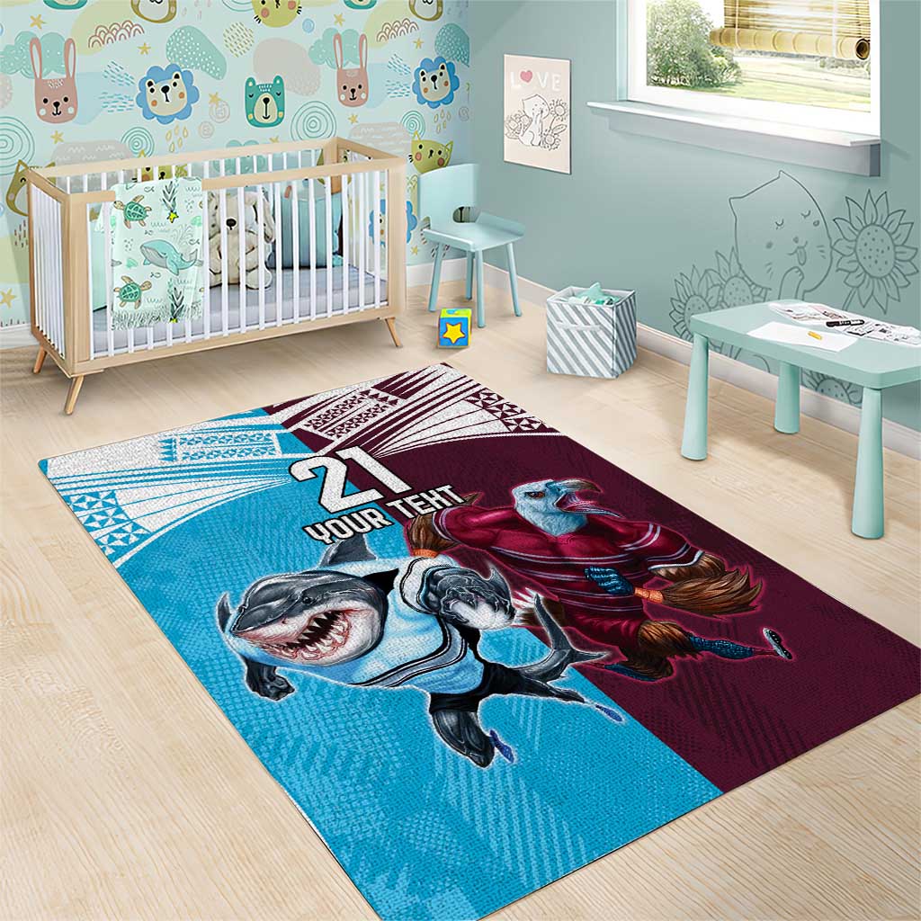 Custom Sea Eagles And Sharks Rugby Area Rug Sporty Style