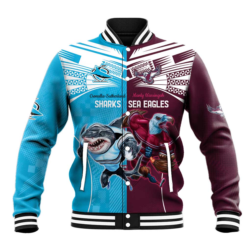 Custom Sea Eagles And Sharks Rugby Baseball Jacket Sporty Style