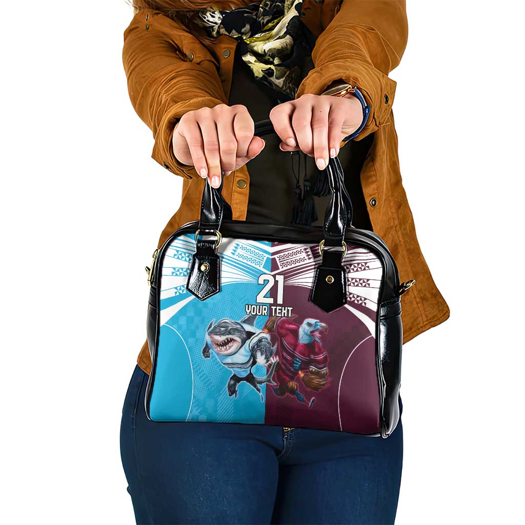 Custom Sea Eagles And Sharks Rugby Shoulder Handbag Sporty Style