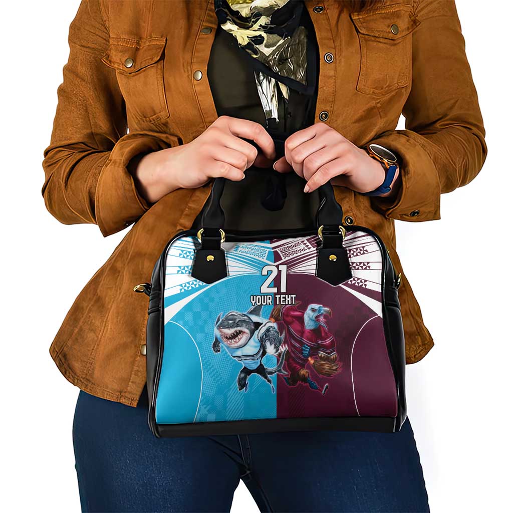 Custom Sea Eagles And Sharks Rugby Shoulder Handbag Sporty Style