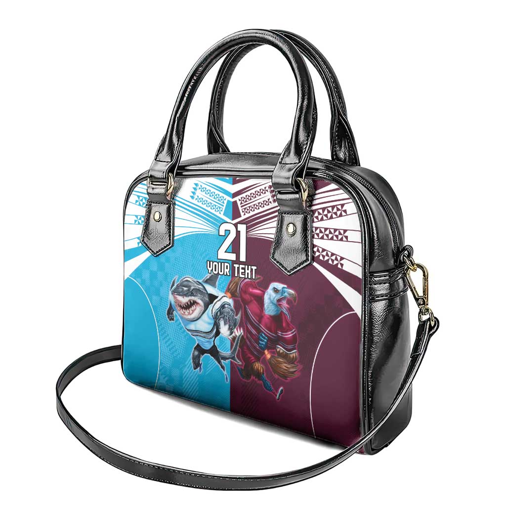 Custom Sea Eagles And Sharks Rugby Shoulder Handbag Sporty Style