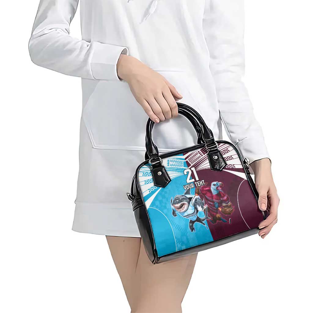 Custom Sea Eagles And Sharks Rugby Shoulder Handbag Sporty Style