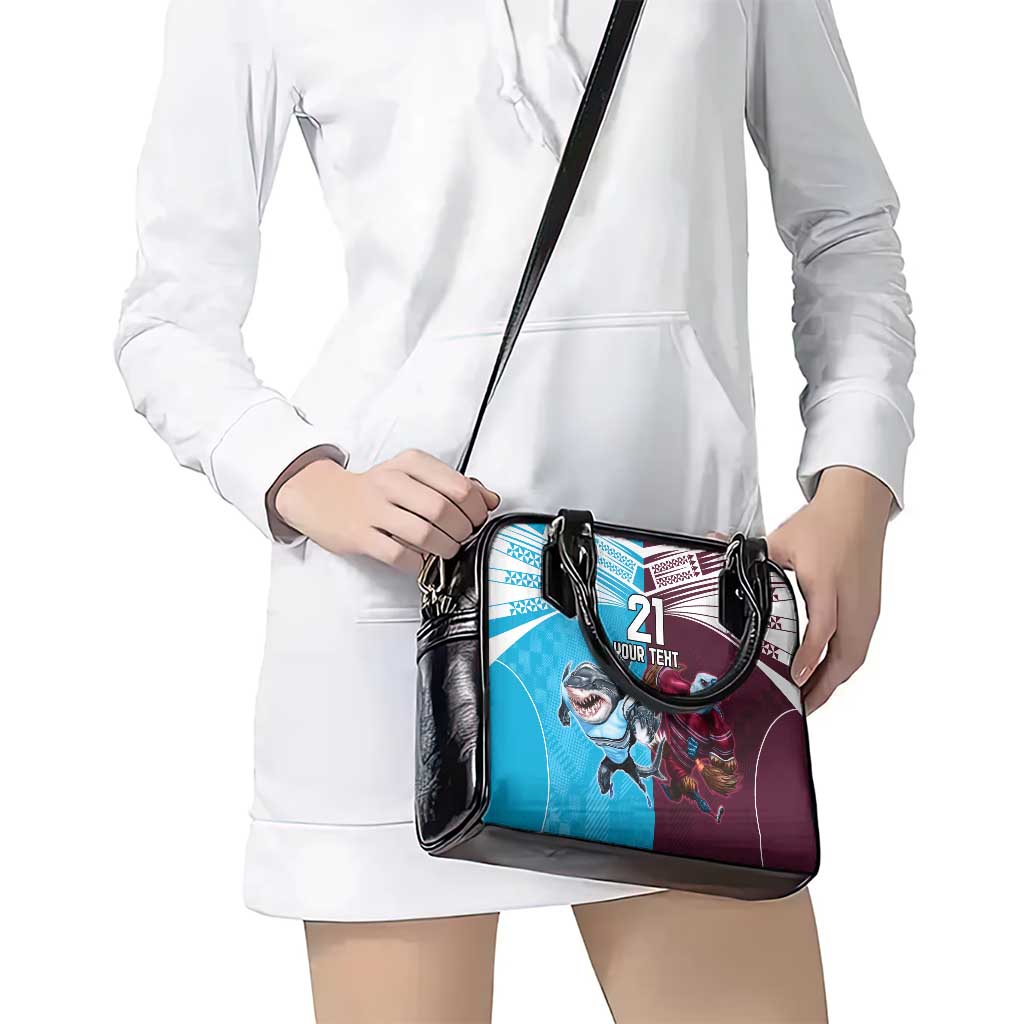 Custom Sea Eagles And Sharks Rugby Shoulder Handbag Sporty Style