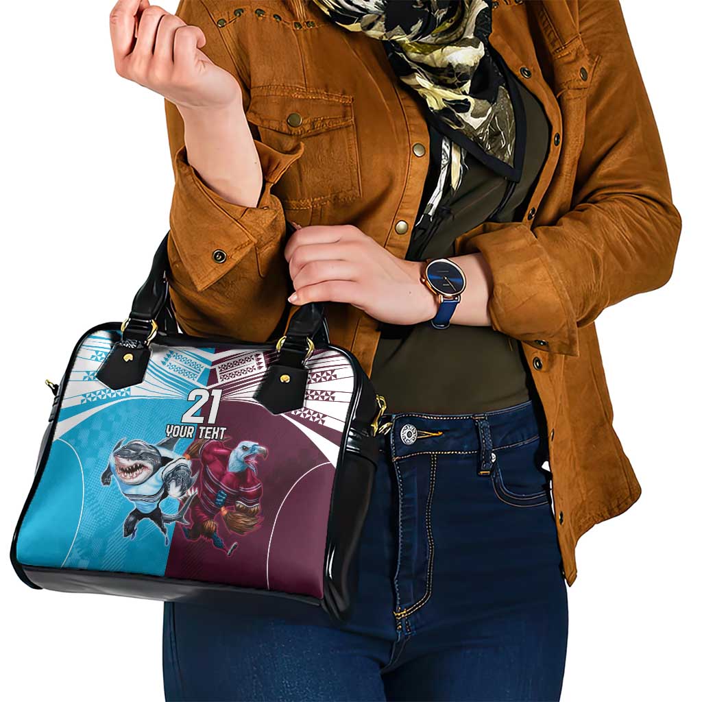 Custom Sea Eagles And Sharks Rugby Shoulder Handbag Sporty Style