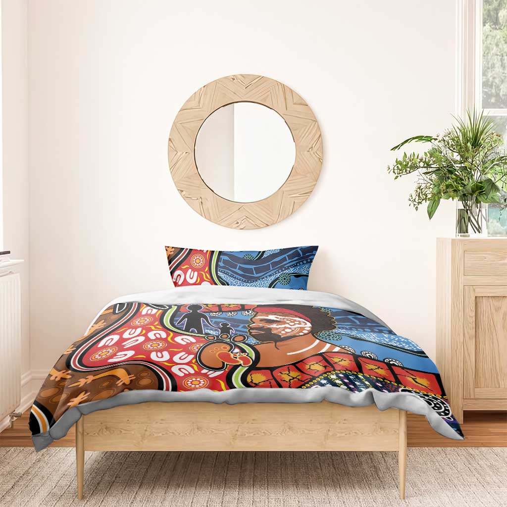 Dad and Son Footprint Father's Day Personalised Bedding Set Australian Aboriginal Art