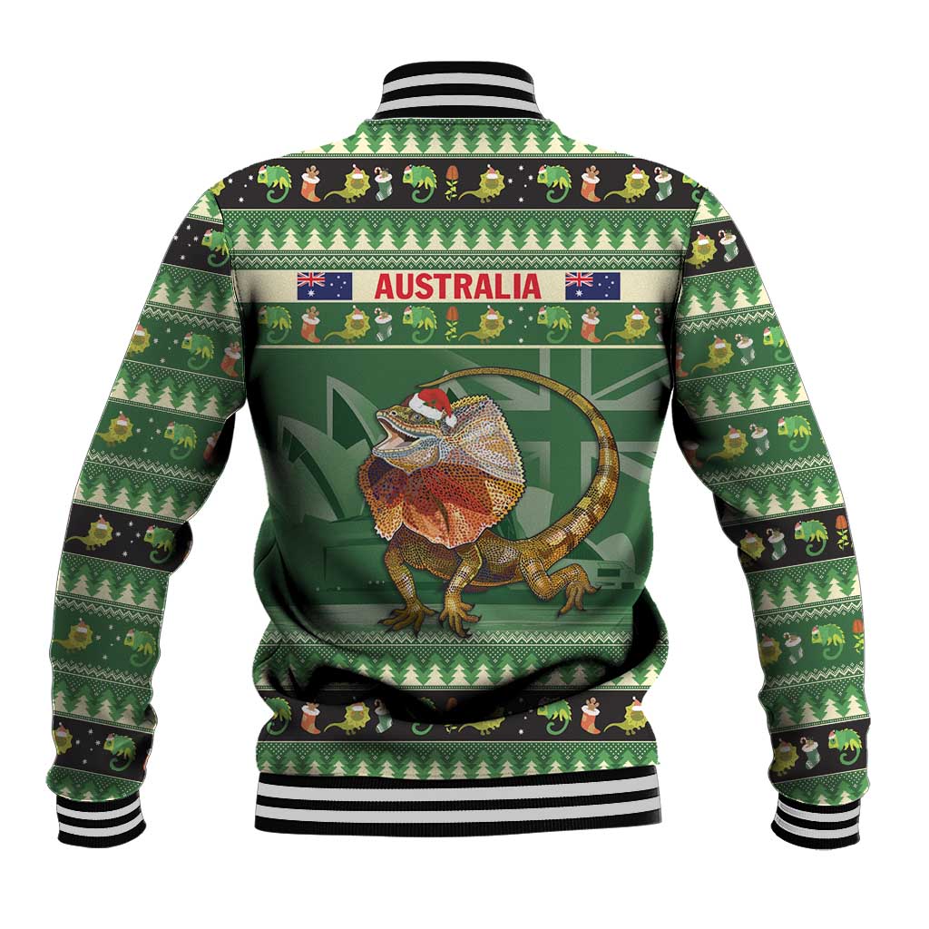 Aussie Frilled Lizard Baseball Jacket Merry Christmas