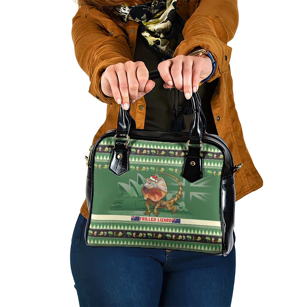 Aussie Frilled Lizard Shoulder Handbag Merry Christmas