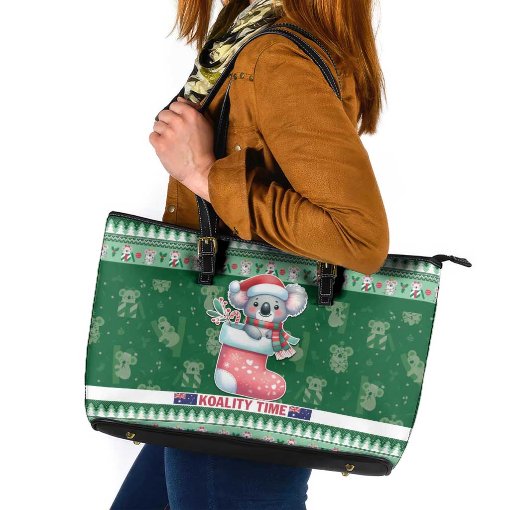 Aussie Koala Leather Tote Bag Merry Christmas