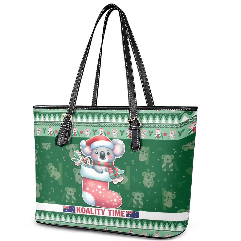 Aussie Koala Leather Tote Bag Merry Christmas