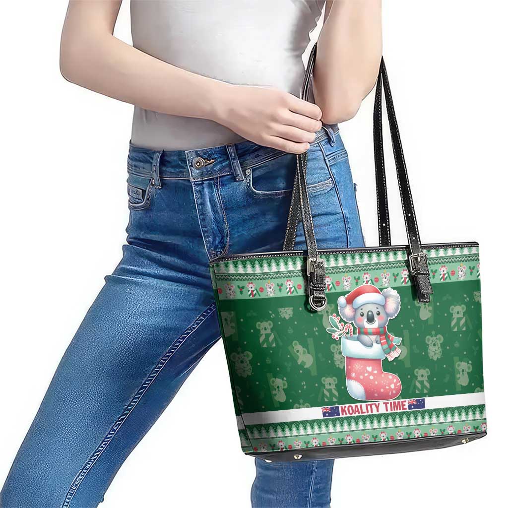 Aussie Koala Leather Tote Bag Merry Christmas