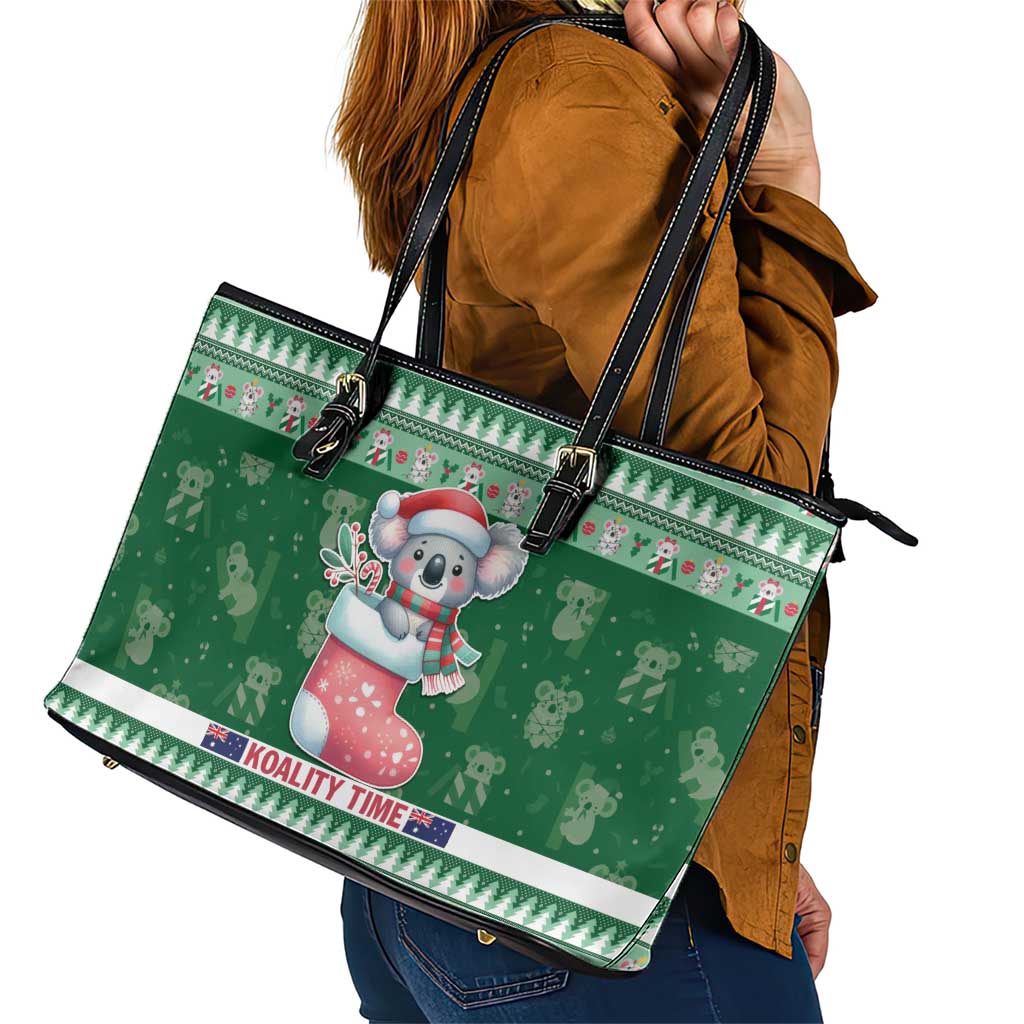 Aussie Koala Leather Tote Bag Merry Christmas