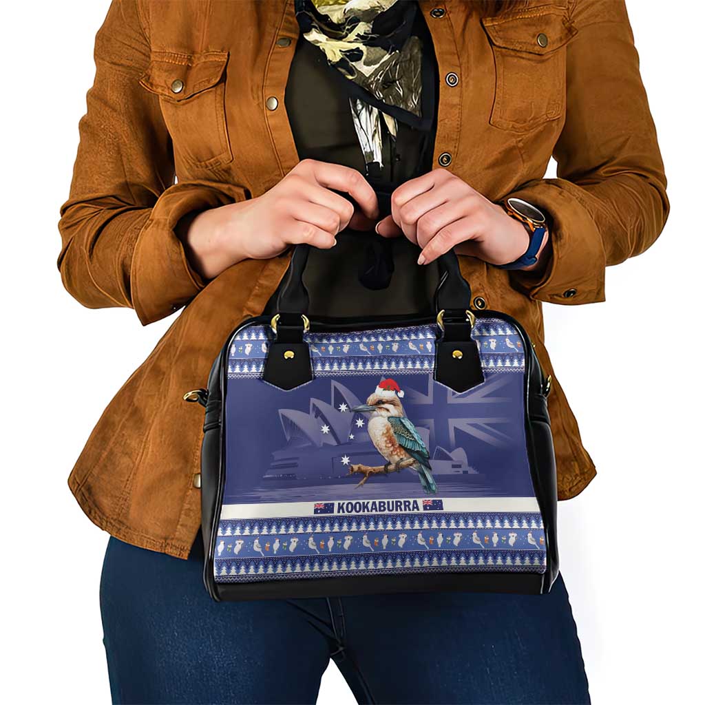 Aussie Kookaburra Shoulder Handbag Merry Christmas Blue Style