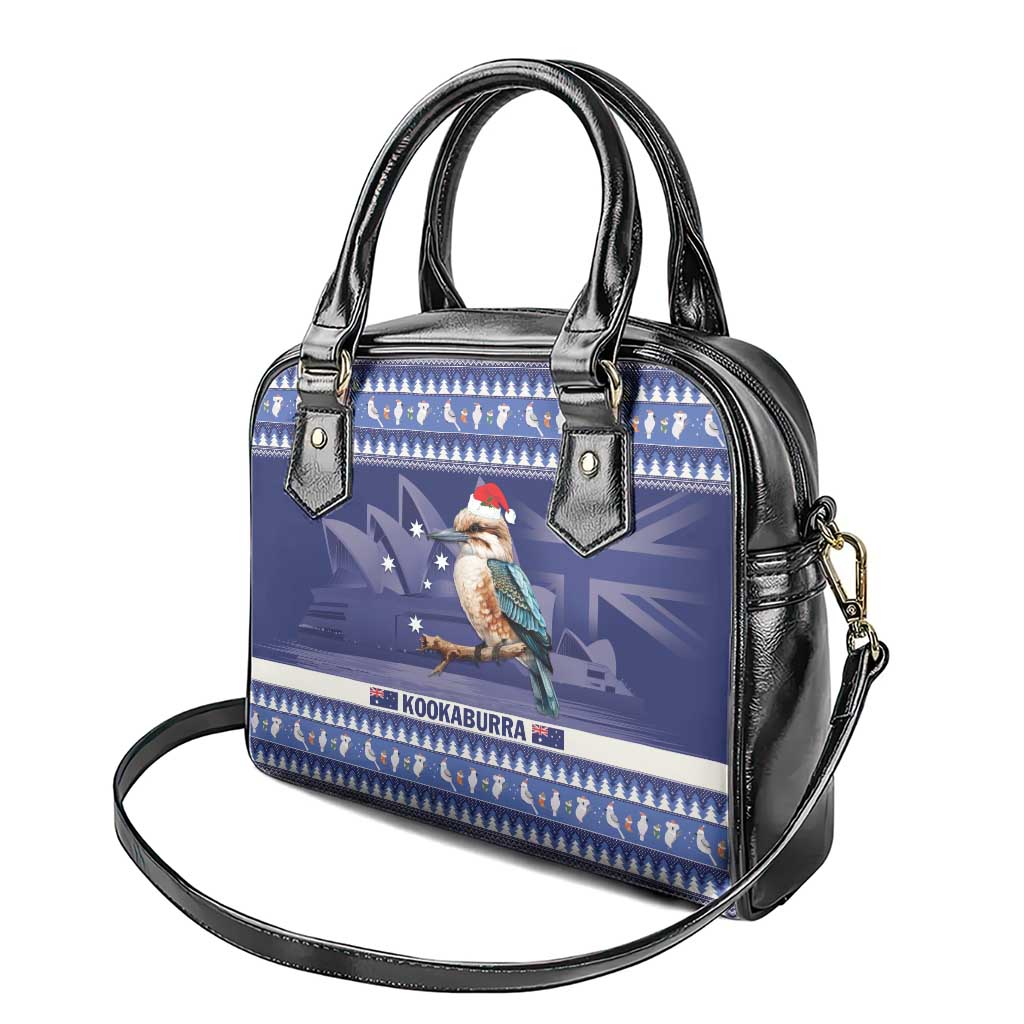 Aussie Kookaburra Shoulder Handbag Merry Christmas Blue Style