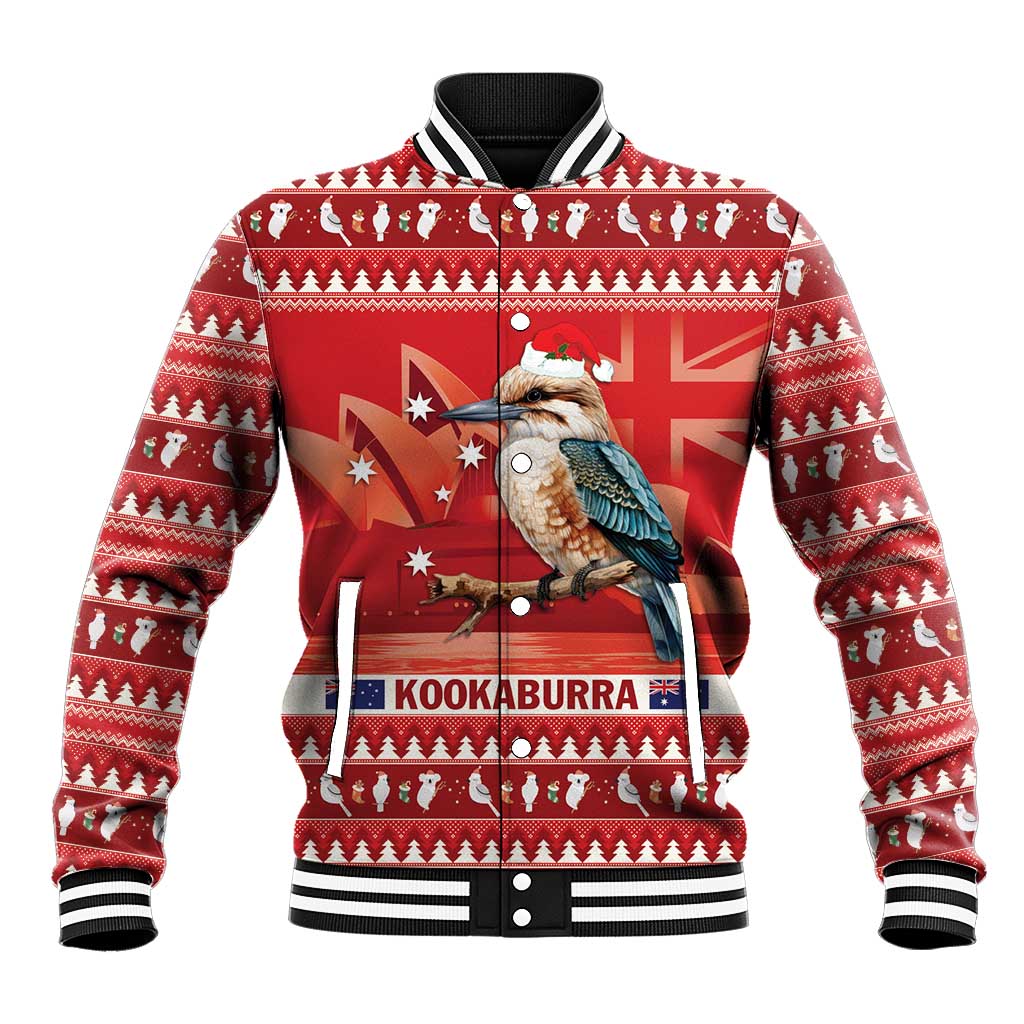 Aussie Kookaburra Baseball Jacket Merry Christmas Red Style