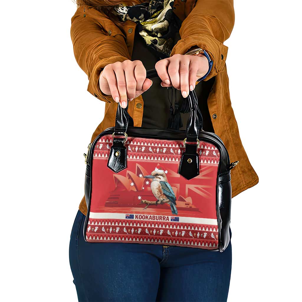 Aussie Kookaburra Shoulder Handbag Merry Christmas Red Style