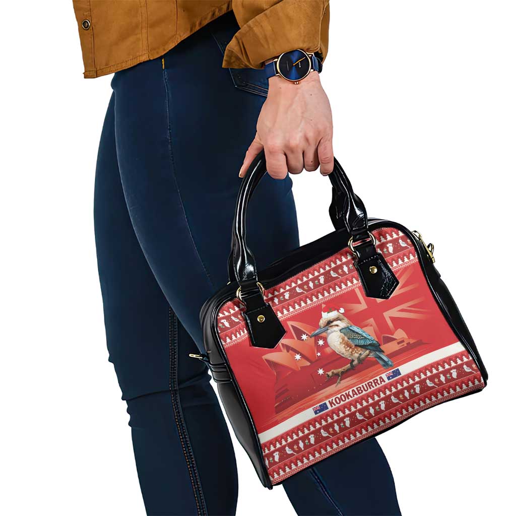 Aussie Kookaburra Shoulder Handbag Merry Christmas Red Style