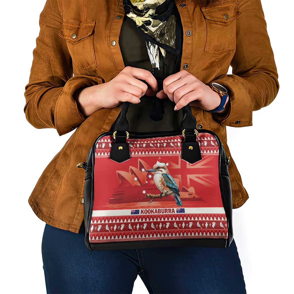 Aussie Kookaburra Shoulder Handbag Merry Christmas Red Style