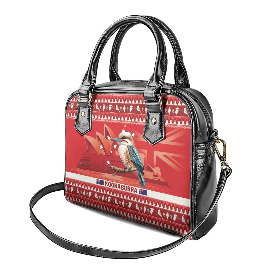 Aussie Kookaburra Shoulder Handbag Merry Christmas Red Style