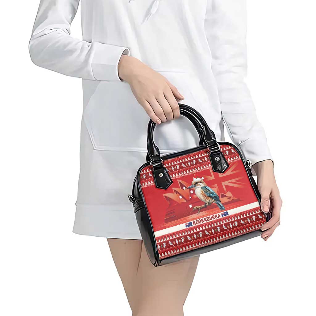 Aussie Kookaburra Shoulder Handbag Merry Christmas Red Style