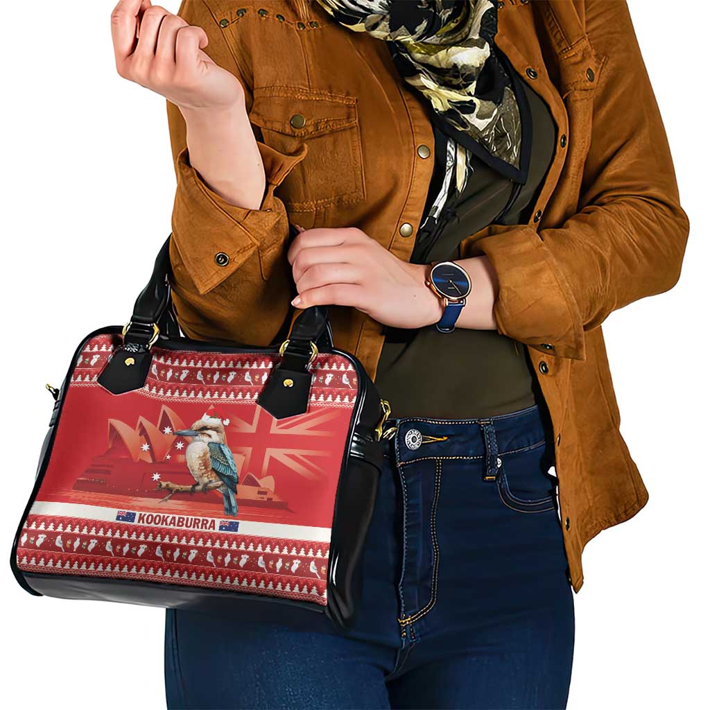 Aussie Kookaburra Shoulder Handbag Merry Christmas Red Style