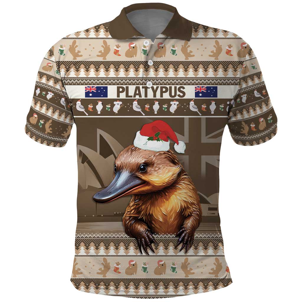 Aussie Platypus Polo Shirt Merry Christmas