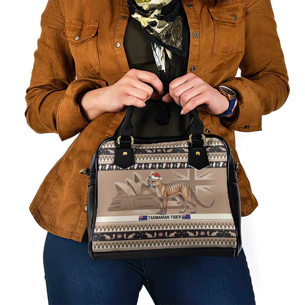 Aussie Tasmanian Tiger Shoulder Handbag Merry Christmas