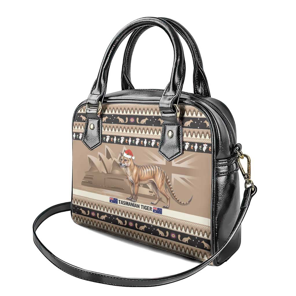 Aussie Tasmanian Tiger Shoulder Handbag Merry Christmas