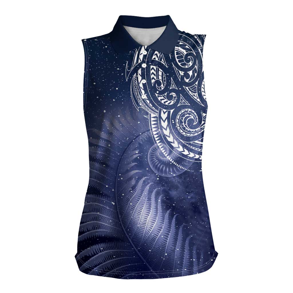 New Zealand Galaxy Fern Women Sleeveless Polo Shirt