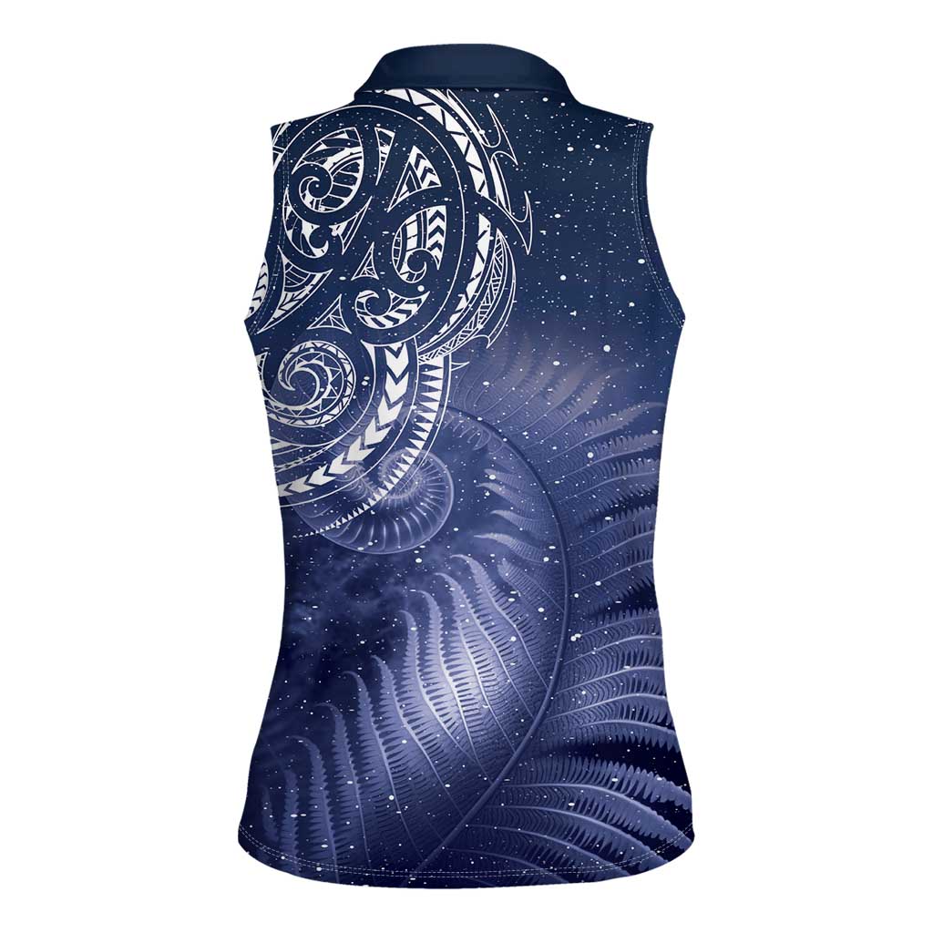 New Zealand Galaxy Fern Women Sleeveless Polo Shirt