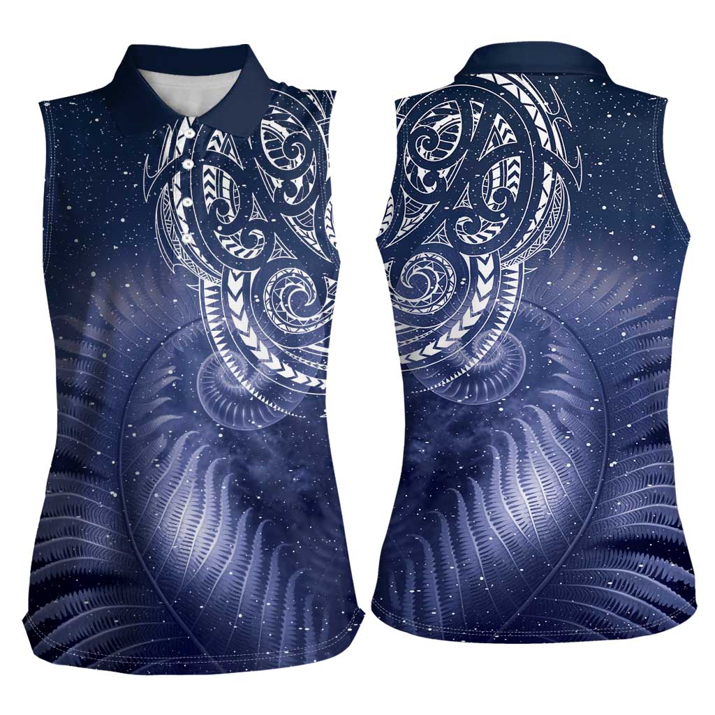 New Zealand Galaxy Fern Women Sleeveless Polo Shirt